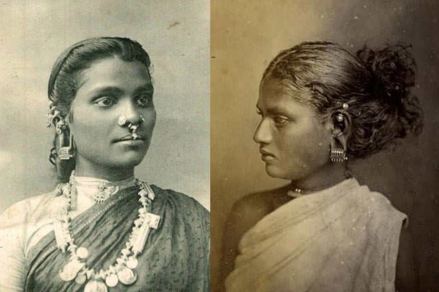Tamil Women with Stretched Ears in the 1800's