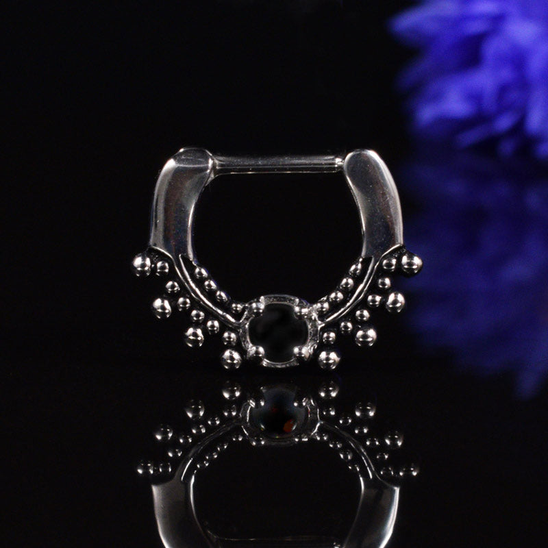 vintage septum clicker ring with black onyx stone