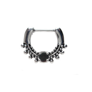 septum clicker with dots design and black onyx stone