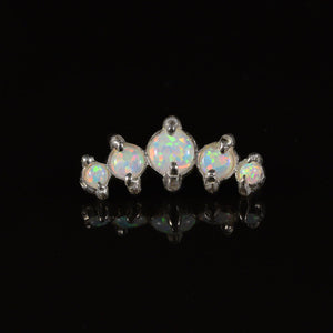 Sterling silver threadless piercing end set with 5 opal stones