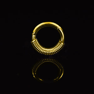 tiny small hinged segment ring in gold pvd surgical steel