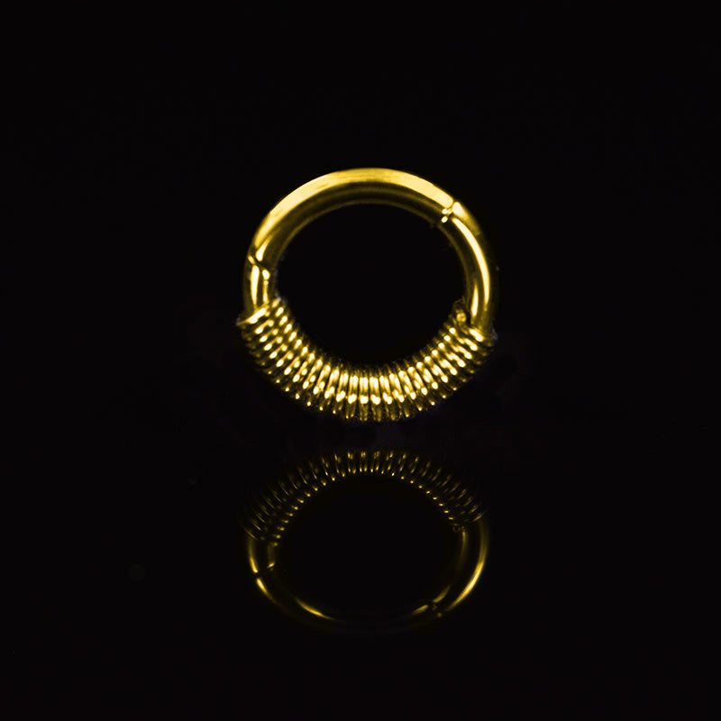 tiny small hinged segment ring in gold pvd surgical steel