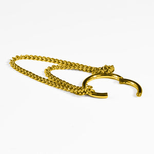 helix clicker ring with hanging chains in gold pvd surgical steel