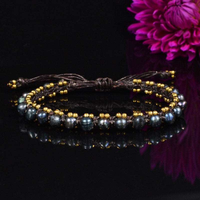 Iridescent Glass Bead Bracelet 