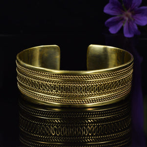 Wide Brass Cuff Bangle, Indian Style Cuff Bracelet