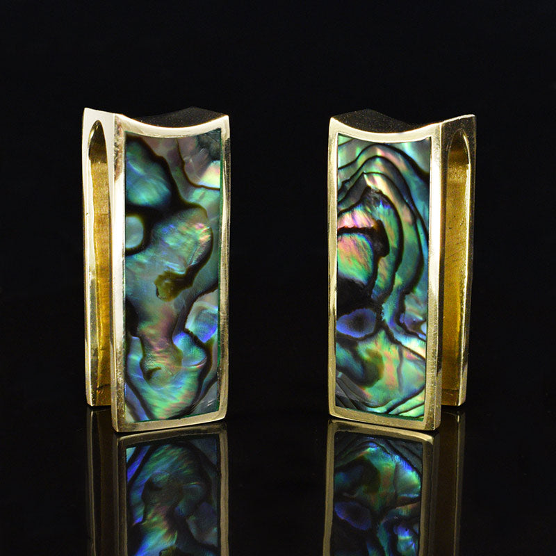 oblong ear hangers with abalone shell