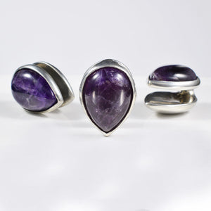 Amethyst Spade Ear Weights Different Views