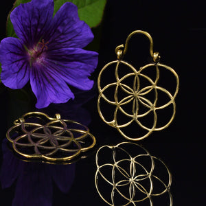 Flower of Life Earrings in Brass 