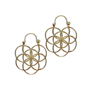 Flower of Life Earrings in Brass