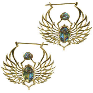 Scarab Beetle Earrings with Abalone 'Ateuchus'