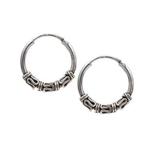 Silver Bali Hoop Earrings 'Nikita'