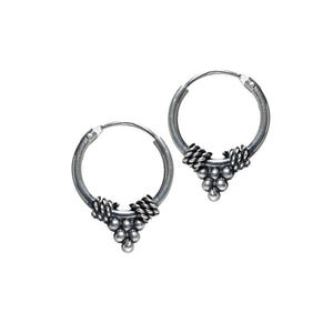 small silver ethnic hoop earrings