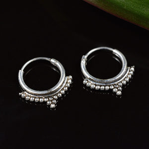 small silver hoop earrings Indian tribal design