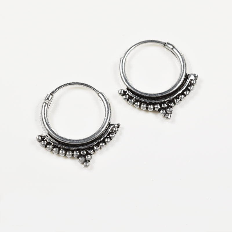 tribal Indian silver small silver hoop earrings