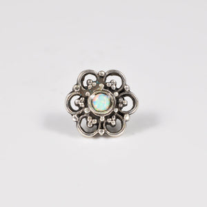 Threadless Flower Mandala in Sterling Silver with Opalite Stone