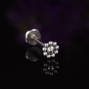 tribal dot labret stud, internally threaded