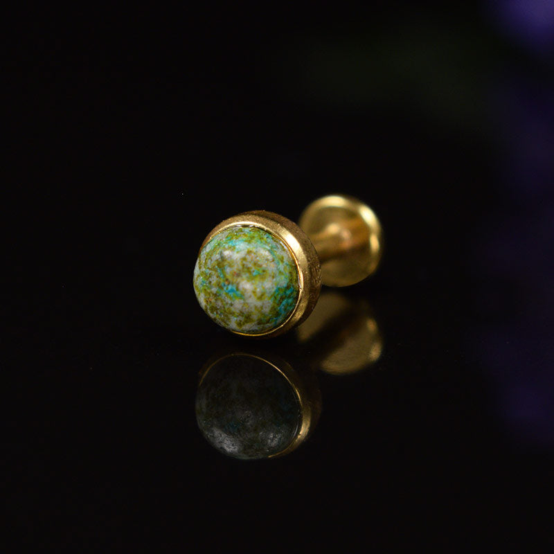 Gold Labret with Jade Stone