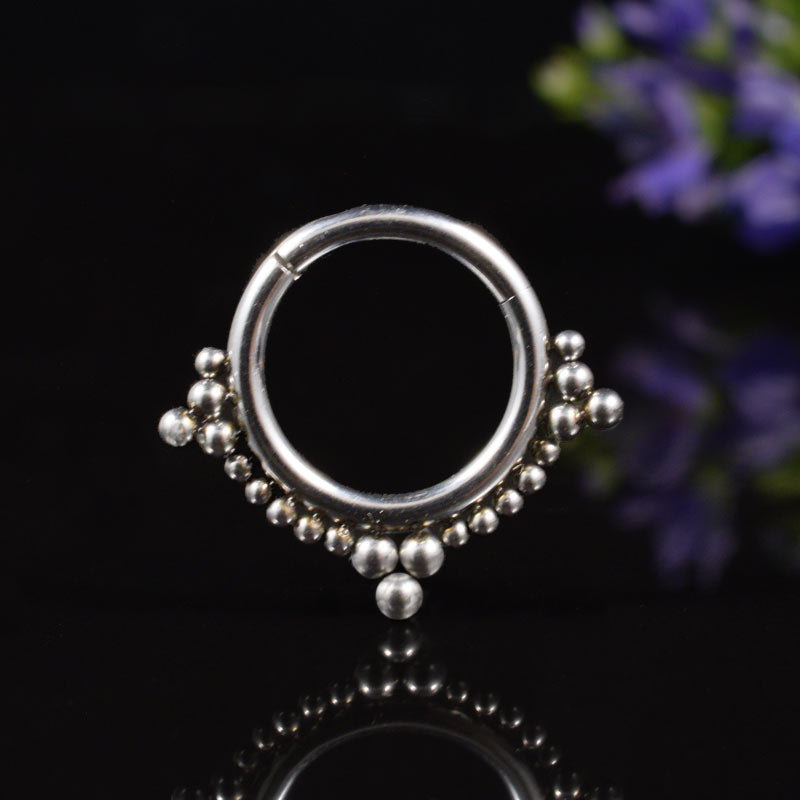 Hinged Segment Ring with Tribal Dots Design Tragus, Helix, Daith