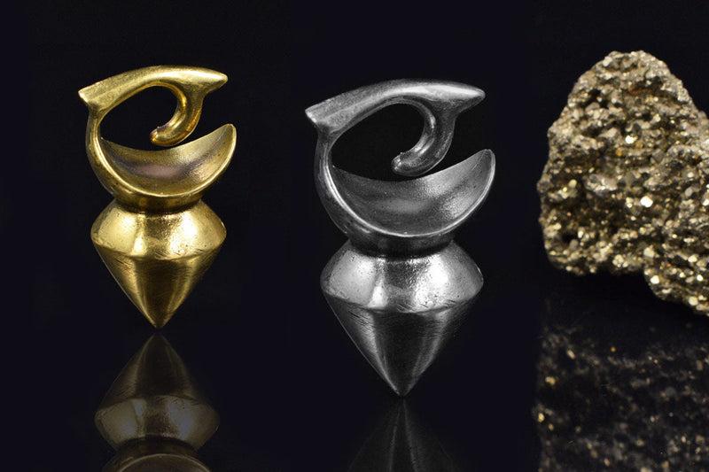 dayak tribal ear weights in silver and gold brass