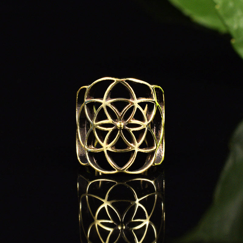 Dread Bead or Ear Cuff Brass Flower of Life Design