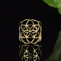 Dread Bead or Ear Cuff Brass Flower of Life Design