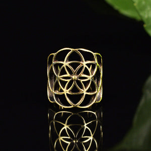 Dread Bead or Ear Cuff Brass Flower of Life Design