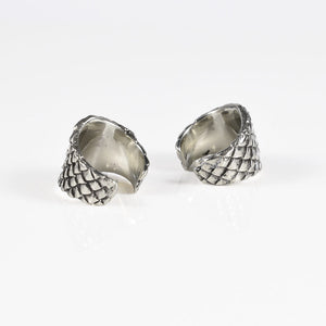 Silver Brass Reptile Skin Ear Cuff or Dread Bead