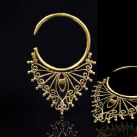 Tribal Indian Hoop Earring in Gold Brass perfect for wearing through ear tunnels