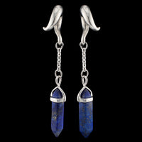 Lapis Lazuli Ear Hangers, earrings for stretched ears