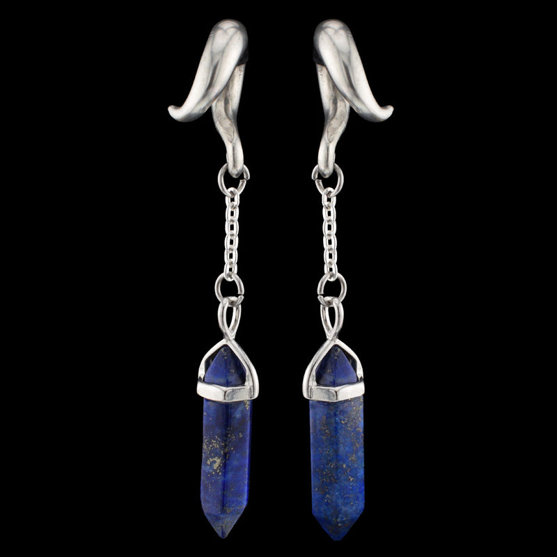 Lapis Lazuli Ear Hangers, earrings for stretched ears