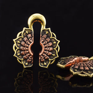 mandala ear weights in golden brass and copper