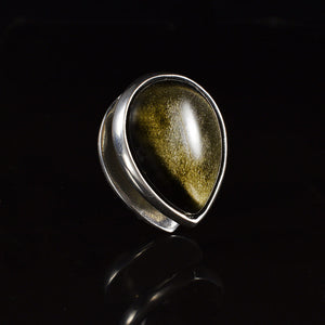 gold obsidian spade ear weights