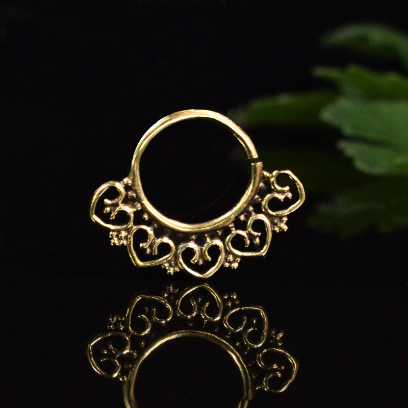 Heart Mandala Tribal Septum Ring 