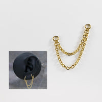 Double Connecting Chain for Ear Piercings in Gold PVD