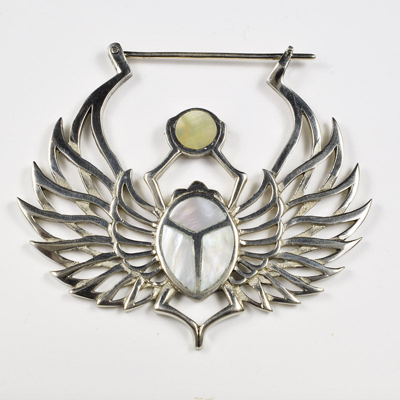 Scarab Beetle Earrings with Mother of Pearl 'Ateuchus'