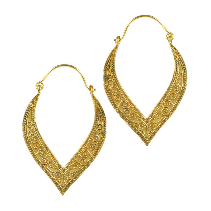 Indian Petal Earrings 'Katiya' in Golden Brass