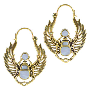 scarab earrings with mother of pearl