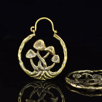 magic mushroom earrings in gold brass