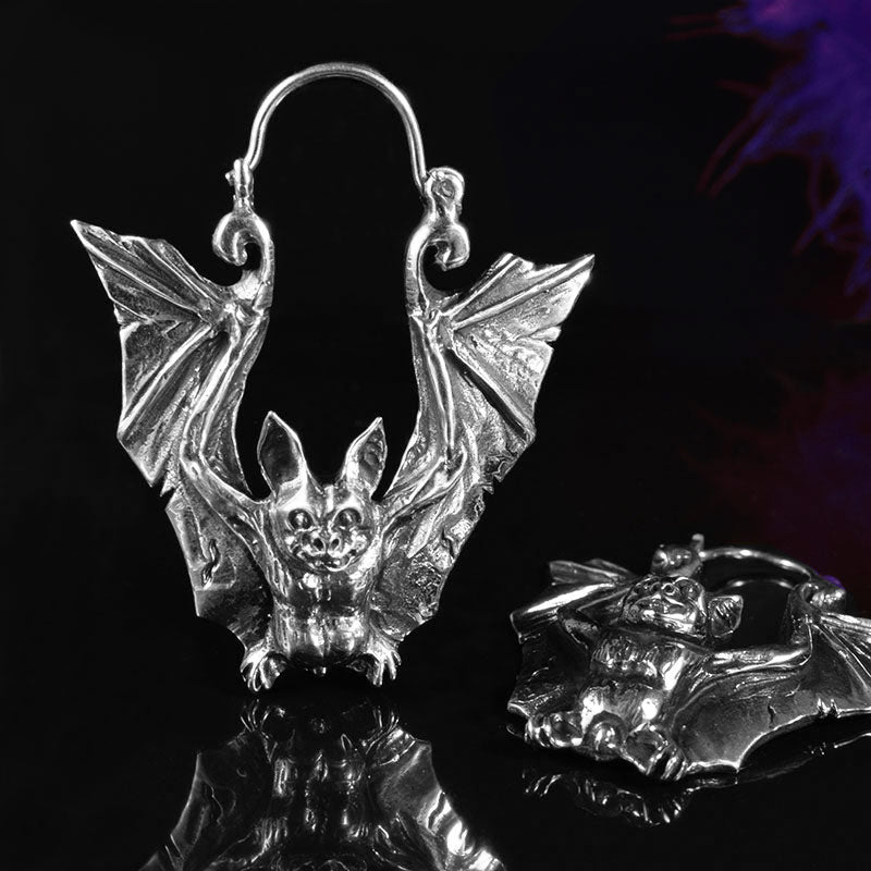 bat earrings gothic earrings in silver brass