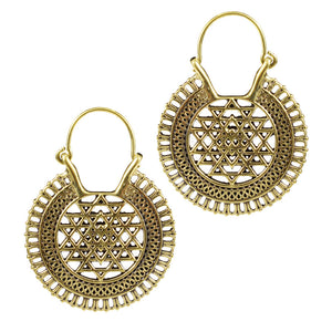 sri yantra earrings in brass