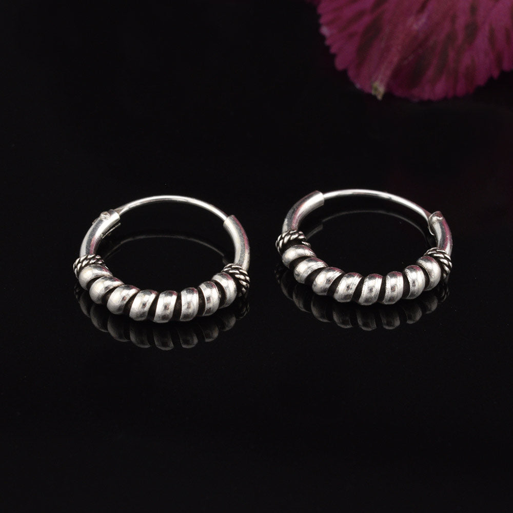 Silver Bali Coil Earrings 