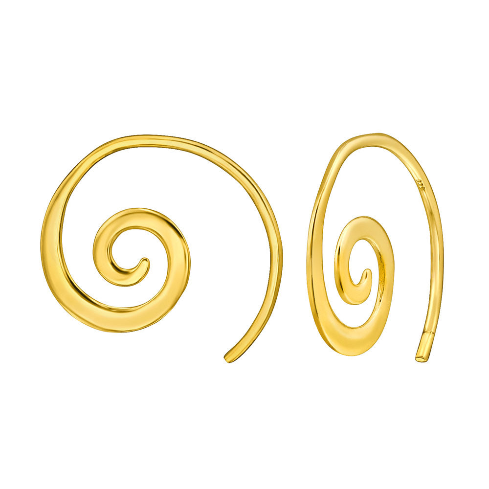 gold spiral earrings on a white background