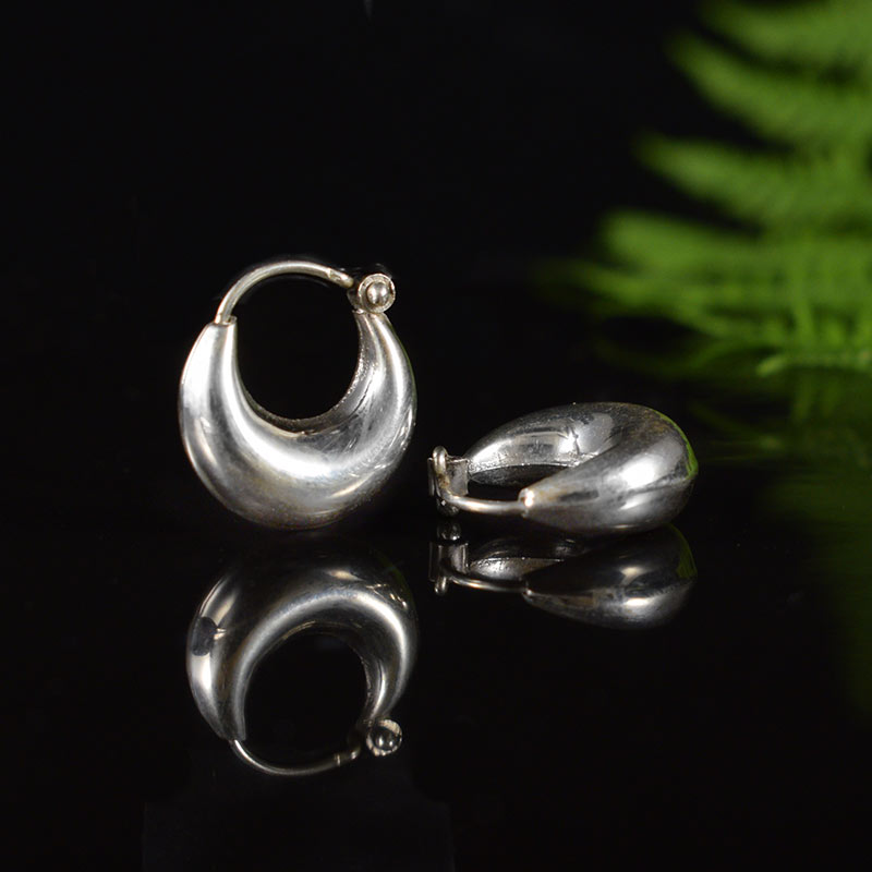 plain Indian silver hoop earrings pushkar