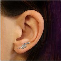 snake earrings ear crawler in silver 
