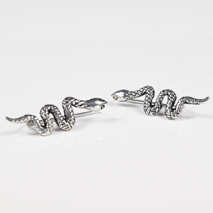 ear crawler snake earrings in sterling silver