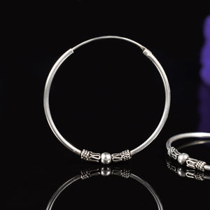 Large Big Silver Bali Hoop Earrings 30mm