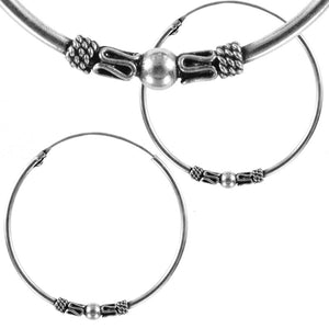 Large Sterling Silver Bali Hoop Earrings 'Kalan'