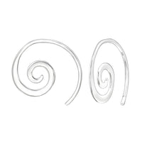 silver spiral earrings on a white background