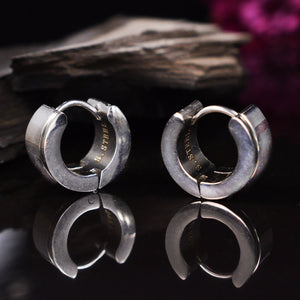 steel huggy earrings