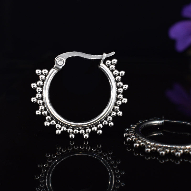 Ethnic / Tribal Dotted Hoop Earrings in Surgical Steel